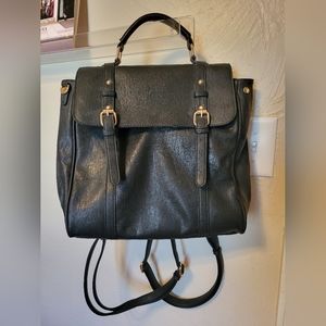 Black Leather Backpack Purse